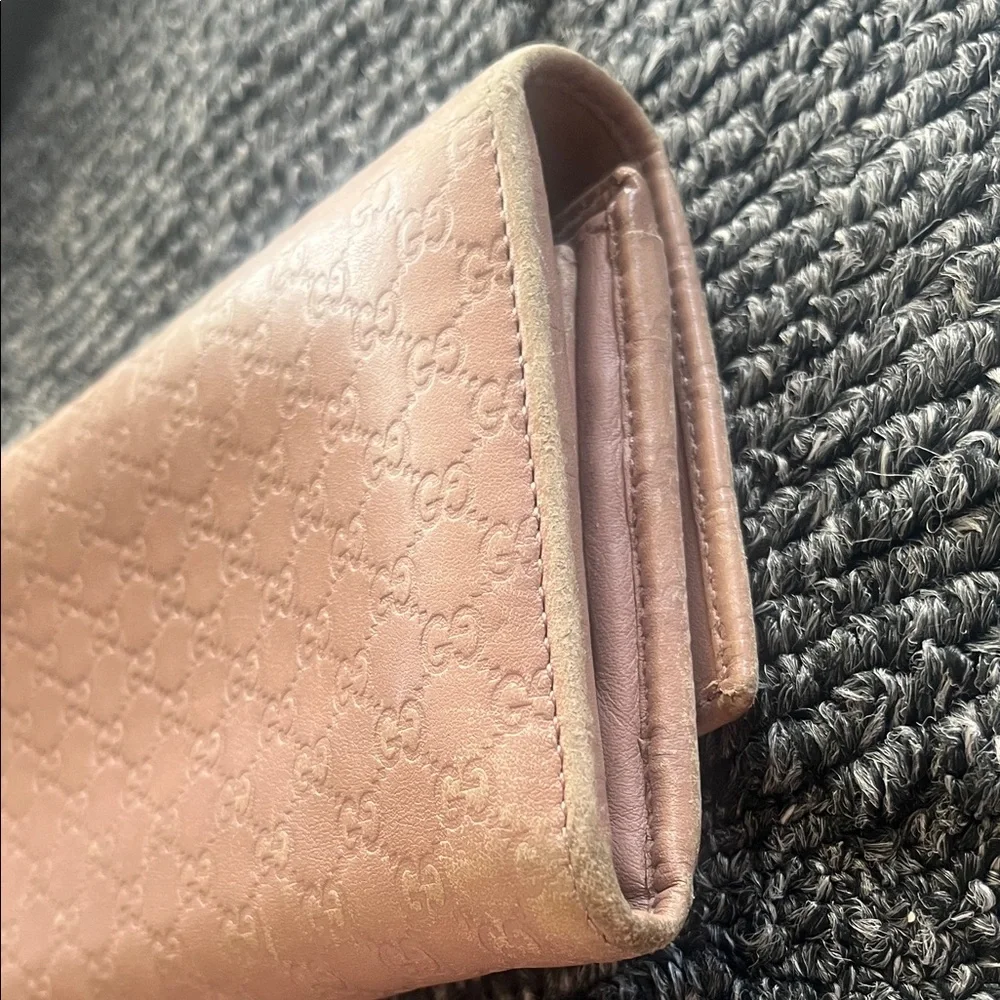 Gucci Guccisima Tan Embossed Women's Long Wallet w/ small bow